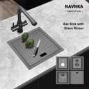 15inch Bar Sink, 16 Gauge T-304 Stainless Steel Single Bowl Bar Kitchen Sink with Glass Rinser, Undermount or Drop in,Black (1515)