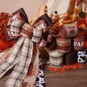 LaRibbons Fall Burlap Plaid Ribbon Wired 2 1/2" x 6 Yards 6 Rolls, Harvest Farm Ribbon for Autumn Wreath Thanksgiving Christmas Farm Gift Wrapping Home Decor