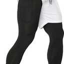 Aolesy Men's 2 in 1 Running Pants, Gym Workout Compression Pants for Men Training Athletic (White, S)