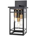 Wanluce 20.8in Large 3 Light Outdoor Wall Light Fixture, IP65 Waterproof Exterior Wall Sconce, Black & Brushed Brass Wall-Mount Outside Lantern Lamp, E26 Base, for Patio, Porch, Garage, Entrance