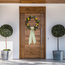 2 Pieces Easter Wreath Sash for Front Door, Green Plaid Polyester Spring Bows for Wreaths Accessories for Home Wedding Birthday Decorations, Sashes