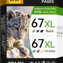 67XL Ink Cartridges Black/Color Combo Pack Compatible for HP Ink 67 67XL Works with HP Deskjet 2800e 2855e 2755e 2700e 2734e 2700 2755 2827e 4155e 4227e 4255e Envy 6000 6055e 6455e Series (2-Pack)