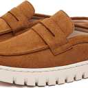 Womens Comfortable Slip On Loafers Indoor Outdoor Business Casual Mules Shoes for Women (7, Brown)