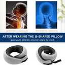 Travel Neck Pillow,360 Surround Support, Memory Foam Travel Pillow with Adjustable Buckle for Airplanes, Cars & Office Naps (Light Gray)