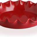 Sweejar Ceramic 11.5 Inches Pie Pan for Baking, Deep and Fluted Porcelain Round Pie Dish, Non-Stick Pie Plate for Pumpkin Pie, Apple Pie, Pie Pots with Morden Farmhouse Design(Red)