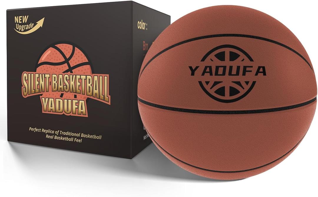 Silent Basketball Size 7 (29.5") 600G Real Basketball Feel 2025 Material Upgrade New Indoor Foam Silent Training Ball High Bounce for Quiet Dribbling and Indoor Training (brown)