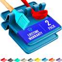 Light Blue Silicone Spoon Rest for Stove Top with Drip Pad (Two Pack) - Heat Resistant BPA Free Utensil Rest & Spoon Holder for Kitchen Counter - Grill Utensil Holder - Spatula Holder, Tongs, Ladle (Medium - 2 Packs)