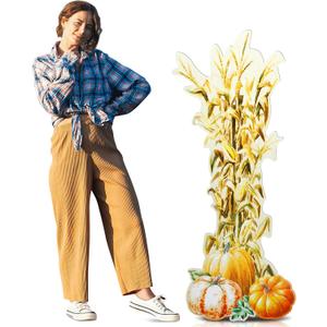 5ft Thanksgiving Cornstalk Cardboard Cutout Stand-up Harvest Cornshock Cardboard Life Size Fall Autumn Theme Party Decorations Backdrop Photo Props Standup for Theme Party Supply