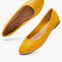 Hash Bubbie Women's Flats Shoes Ballet Flats Dress Shoes Comfortable PU Leather Slip on Shoes for Women, Yellow, 9.5/40.5