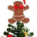 Gejoy 8 x 10 Inch Large Gingerbread Man Christmas Tree Topper Cute Rustic Xmas Felt Gingerbread Ornaments and Spring Base Tree Ornaments Gift for Xmas Winter Holiday Party Festive Home Indoor Outdoor