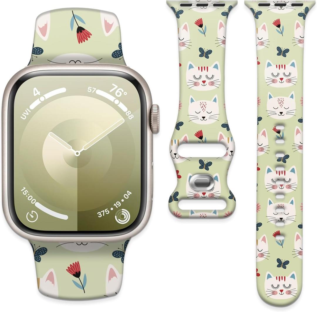 Sport Watch Band Compatible with Apple Watch 38mm 40mm 41mm, Waterproof Adjustable Soft Silicone Replacement Smartwatch Band for iWatch Series 10 9 8 7 6 5 4 3 2 1 Ultra for Women & Men