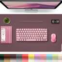 Leather Desk Pad Protector, Desk Mat, Large Mouse Pad, Non-Slip Desk Blotter, Office Laptop Desk Pad, PU Leather Desk Writing Pad for Office and Home (Dark Purple, 31.5" x 15.7")