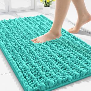 Smiry Bathroom Rugs Mat 30x20, Extra Soft Absorbent Chenille Bath Rugs, Non Slip Rubber Backing Machine Washable Quick Dry Bath Mats for Bathroom Floor, Tub, Shower, Home Decor Accessories, Turquoise