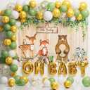 Woodland Baby Shower Party Supplies Boy Girl Gender Reveal Decorations 247 PCS Forest Animal Birthday & Disposable Dinnerware Set (25 Guest) with Paper Plates Cup Backdrop Balloon Garland Kit