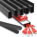 Cable Management ProOffice 96in J Channel Cable Raceways - 6X 16in Black No Screw/No Drill Computer Cord Organizer - Cable Channels for Wire Management Under Desk with Adhesive