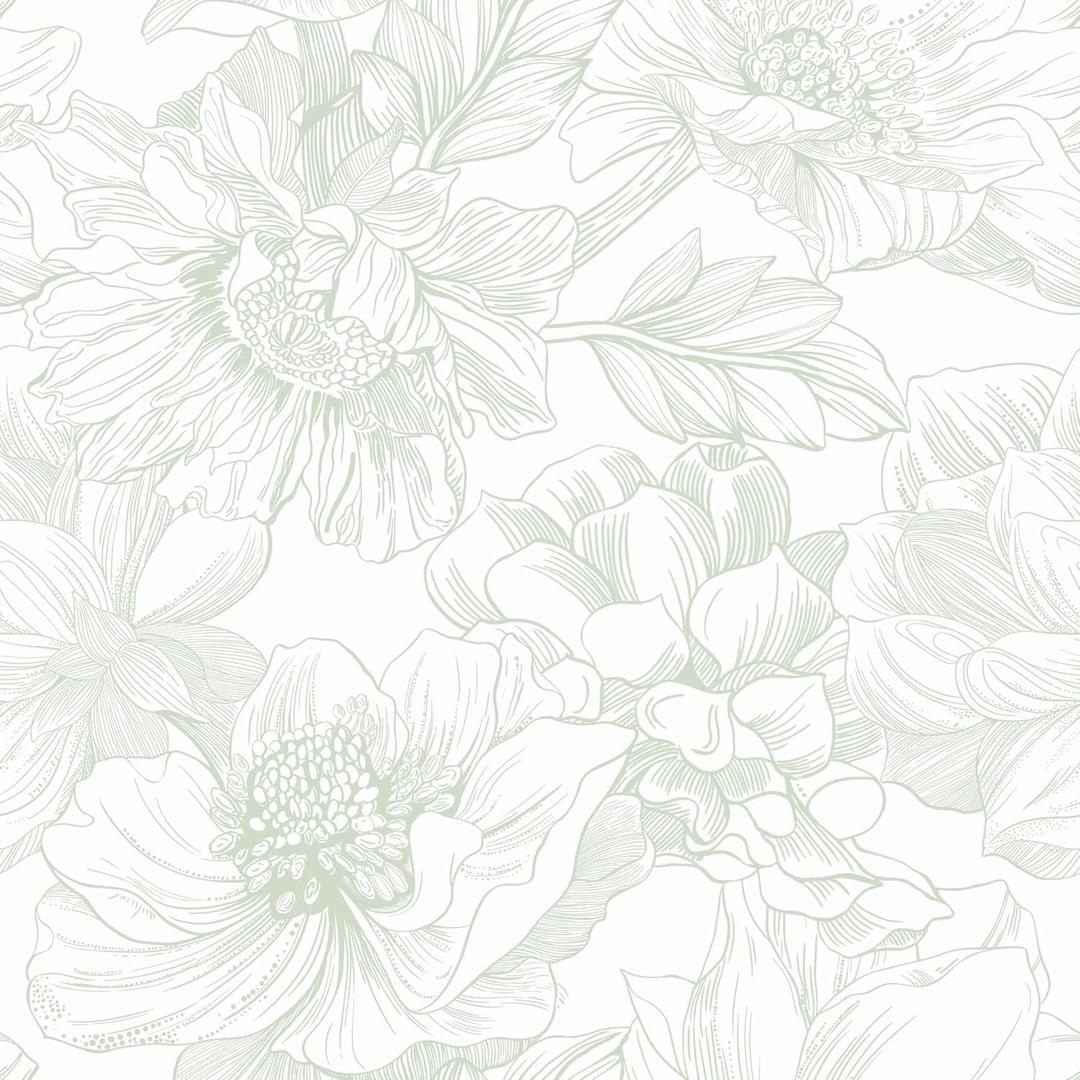 Dimoon 393"x17.3" Peel and Stick Wallpaper Green Floral Contact Paper White Boho Modern Wallpaper Removable Self Adhesive Flower Wall Paper for Kitchen Bathroom Bedroom Cabinets Thicken Vinyl Roll