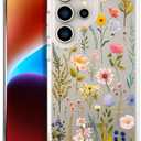 Compatible with Samsung Galaxy S24 Ultra Cases with Design, Cute Transparent Designer Phone Case for Women Girls Girly with Heavy Duty Protective Bumper (Clear Watercolor Floral)