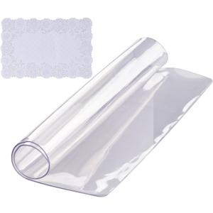 VEVOR Clear PVC Square Tablecloth, 12" x 12", 1.5mm Thick, Waterproof, Stain Resistant, Durable, Desk, Coffee Table, Dining Room Table