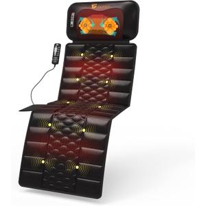 Massage-Mat, Detachable Neck Massager, Full Body Vibration Heating, Massage Pad with 10 Vibrating Motors and 9 Speed Settings for Home Office Use, Black