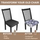 Stretch Dining Chair Seat Covers Set of 4,Dining Chair Slipcovers, Floral Printed Chair Covers,Soft Fabric Washable Upholstered Chair Seat Protector, No Rear Covers for Home Kitchen Dining Room (Light Purple Flowers + Butterflies)