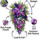 22" Purple Lavender Teardrop Garland Artificial Flower Art Door Hanging Decor for Indoor Outdoor Front Doors Rustic Farmhouse Style Wall Hanging Decor