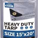 TARPAL 15x20 tarp,Heavy Duty Tarp 14mil Silver Reflective Tarps Large Waterproof Tarps with Grommets and Reinforced Edges UV Protection,Tear Resistant for Firewood,RV,Boat,Roof,Car,Camping