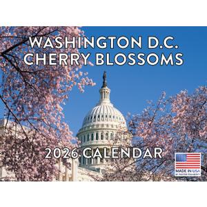Washington DC Cherry Blossom Calendar 2026 Wall 12 Month Monthly DC Scenic Souvenirs Themed Gifts | American Made In The USA