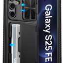 ATATOO for Samsung Galaxy S25 FE Case Wallet, Built-in Card Holder (3-5 Cards) [RFID Blocking] & Slide Camera Cover, Military Grade Protection, Rugged Phone Case for Galaxy S25 FE 6.7" 2025, Black