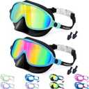 Vvinca Swim Goggles with Nose Cover, 2 Pack Wide View Diving Mask Anti-Fog UV No Leak Toddlers Swimming Goggles for Kids 3-15
