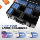 Toploader Storage Box for 3 x 4 35pt Rigid Cards,Trading Card Case with Key Lock for Sports Cards Holds 600+ Toploaders or 135+ Magnetic Holders with 40pcs Labels and 6 Foam
