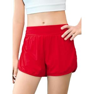 blibean Girls Athletic Shorts Liner 2 in 1 UPF50+ Running Short with Pockets Size 12-13 Years Old