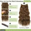 2 x KooKaStyle Invisible Wire Hair Extensions with Transparent Wire Headband Adjustable Size 4 Secure Clips Long Wavy Hairpiece 24 Inch 10/12B#COCOA# for Women
