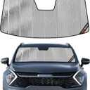 Windshield Sun Shade for Kia EV9 2024-2025,Front Window Sunshade Shield, 2-in-1 Reflective Sun Shade,Silver for Summer, Black for Winter