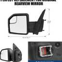 Driver Side Mirror Assembly Compatible with Ford F-150 2015-2020 with Power Adjustable Glass, Blind Spot Mirror Replace FL3Z17683AK (Left)