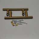 12" Round Offset Barn Door Handle Double Sided Stainless Steel, French Push Pull Door Handle Brushed Titanium Gold, Long Sliding Home Handle