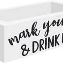 Cups Organizer Wood Cup Organizer with Marker Slot, Mark Your Cup and Drink Up, Large Capacity Cup Storage Rack, for Bar, Kitchen, Countertop, Home & Office (White)