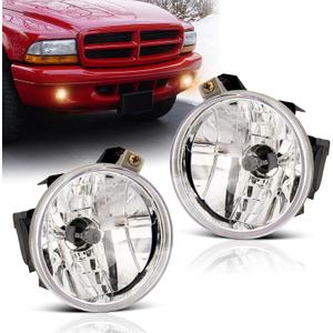 Fog Lights Assembly for 2001 2002 2003 Dodge Durango Replacement Fog Lamps Kit for 2001 2002 2003 2004 Dodge Dakota with 881 12V 27W Halogen Bulb Clear Lens