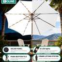 9FT Solar-Powered LED Patio Umbrella with Tilt Crank,Outdoor Market Umbrella with 32 Lights,Sunshade for Deck, Garden and Pool