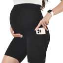 Leafigure Maternity Shorts with Pockets Over The Belly for Women, High Waisted Soft Pregnancy Yoga Pants XL
