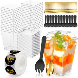 81 Pcs 5oz Clear Plastic Dessert Cups with Lids & Spoons  BPA-Free Appetizer & Parfait Cups for Pudding, Mousse, Jello, Yogurt Reusable & Disposable