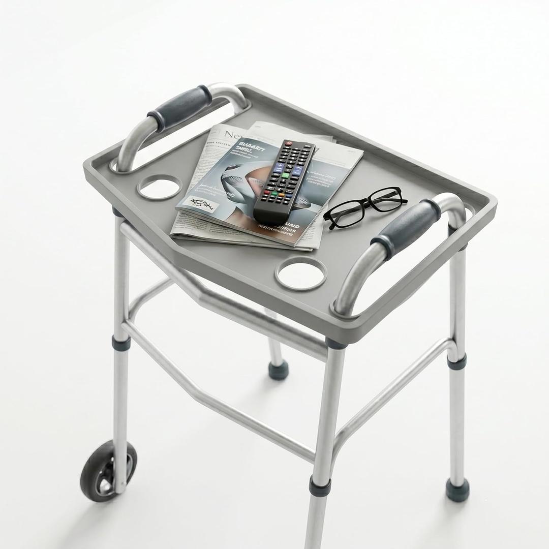 Bluestone Walker Tray- Upright with Holders-Universal Table Fits Most Standard Folding Walkers-Home Mobility Medical Equipment Accessories, 1 Count (Pack of 1)