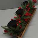 Suttmin 3 Pillar Christmas Table Centerpiece Christmas Candle Holder Artificial Red Berries Pine Cones with Steal Base Frosted Berry Arrangement for Home Decor