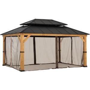 SUNJOY Replacement Mosquito Netting,Waterproof 4-Panel Screen Walls 12 x 16 ft Gazebo, Patio & Backyard Protection, Brown