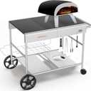 Upgraded Pizza Oven Cart Table for Ooni Koda/Karu/Fyra 16 & 12, Movable Thicken & Widen Rolling Kitchen Cart, Outdoor Grill Stand for Ninja Woodfire,Blackstone Griddle,Barbecue Tool Set