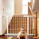 Miumoon 29.5"-40.6" Pressure Mounted Baby Gate for Stairs & Doorways | Dog Gate with 4 Main Rods & 2 Round Banister Adapters for Doorways & Stairs, Auto-Close Walk-Through Child Gate, 30.5" Tall