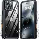 ANTSHARE for iPhone 16 Pro Max Case, IP68 Underwater Built-in Screen Protector, [12 FT Military Drop Proof] [Full Body Shockproof] [Snowproof] Phone Case for iPhone 16 Pro Max 6.9''- Black/Clear