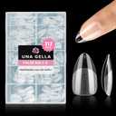 UNA GELLA Short Almond Nail Tips, 312pcs Short Almond Gel Nail Tips Shape Pre Etched Press On Nails Clear Acrylic Fake Nails No C Curve for Full Cover Nails Extension Home Art DIY Salon 12 Sizes