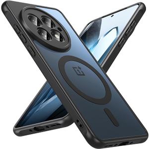 Hensinple Magnetic for OnePlus 13 Case [Compatible with MagSafe] Translucent Shockproof Slim Fit Military Grade Drop Proof Protection Anti-Fingerprint Cover Phone Case for OnePlus 13 5G 2025(Black)