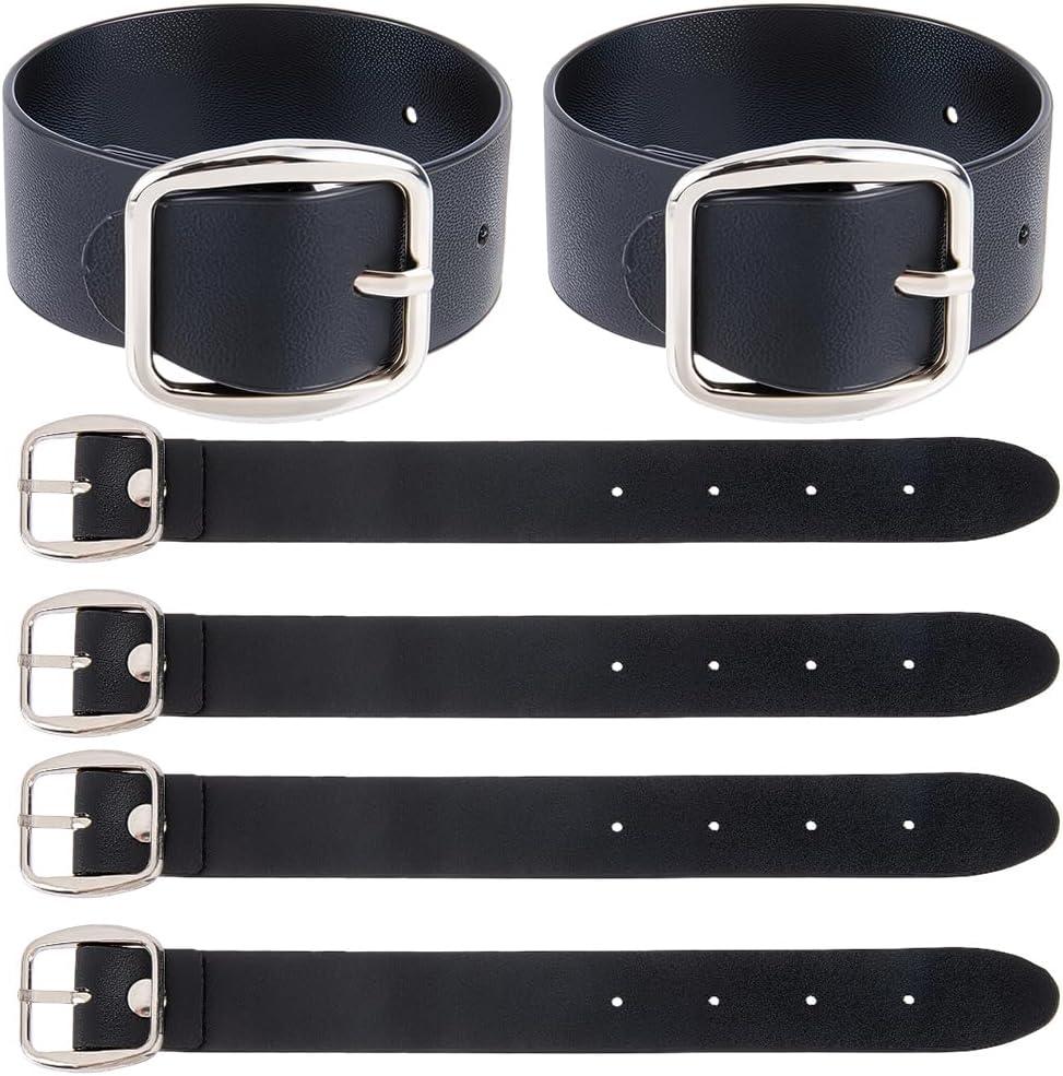6Pcs 7.2 x 0.7 Inch Adjustable Bicycle Basket Strap Black PU Leather Belt Buckle Extender Adjustable Kilt Skirt Extention Strap with Metal Square Buckle for Coat Jacket Dress Bags DIY Craft