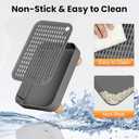 Litter Box Step, Litter Box Ramp/Catcher with Wooden Base, Anti-Tracking & Easy to Clean, Ideal for Small & Elderly Cats (Dark Grey)